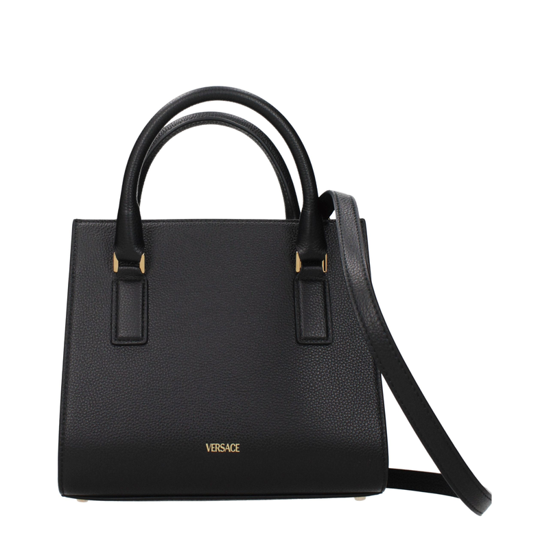 Black leather handbag-null
