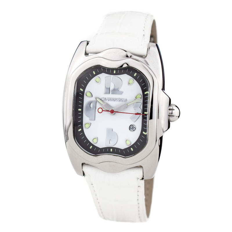 White leather dress watch-null