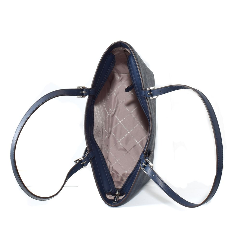 Blue artificial leather tote bag-null