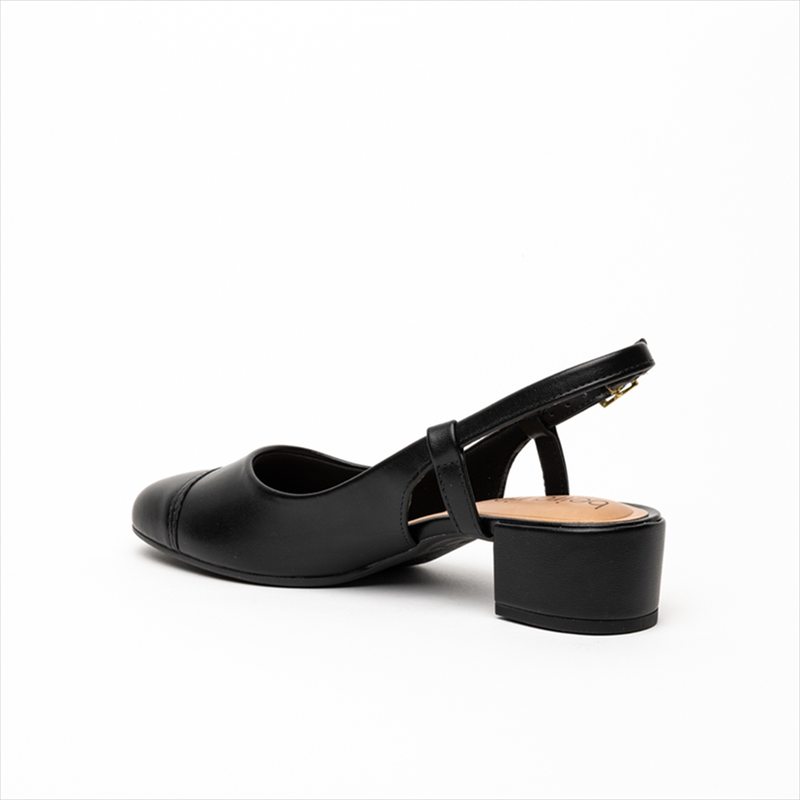 Beira rio low heel slingback pumps with toe cap trim image number null