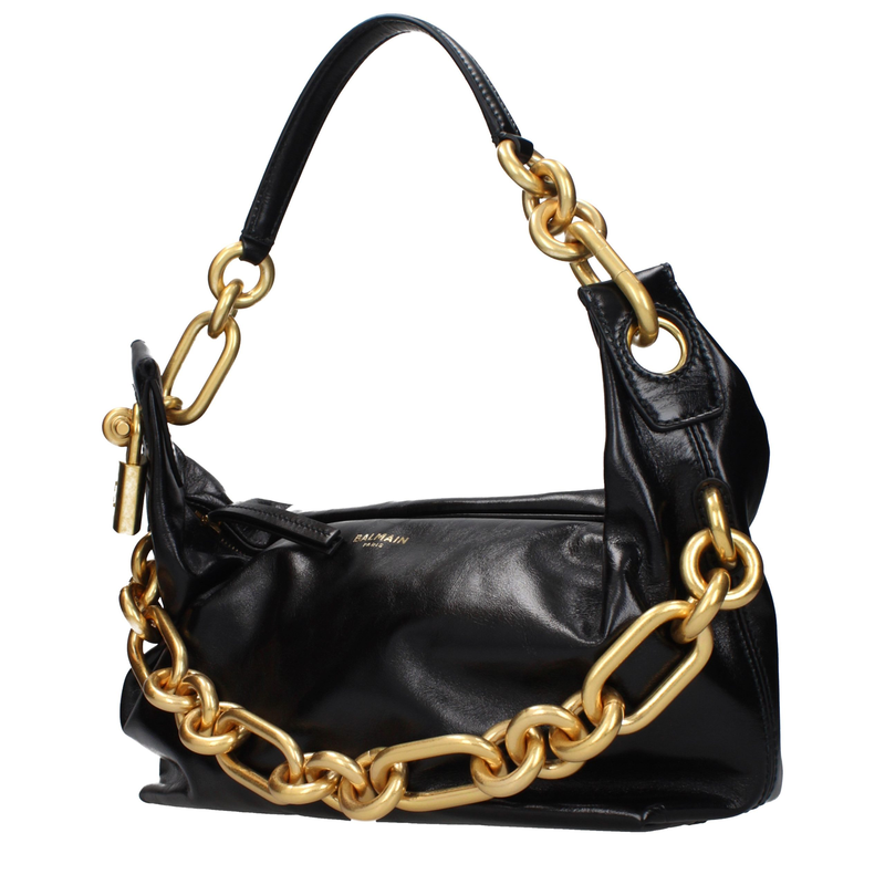 Black leather shoulder bag-null