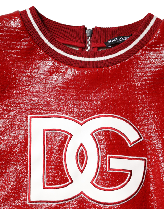 Red wool dglogo embroidery pullover sweater-null