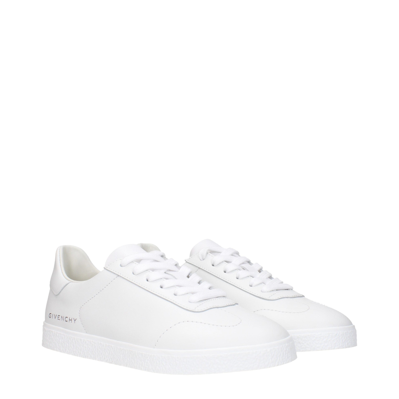 White leather low top sneakers-null