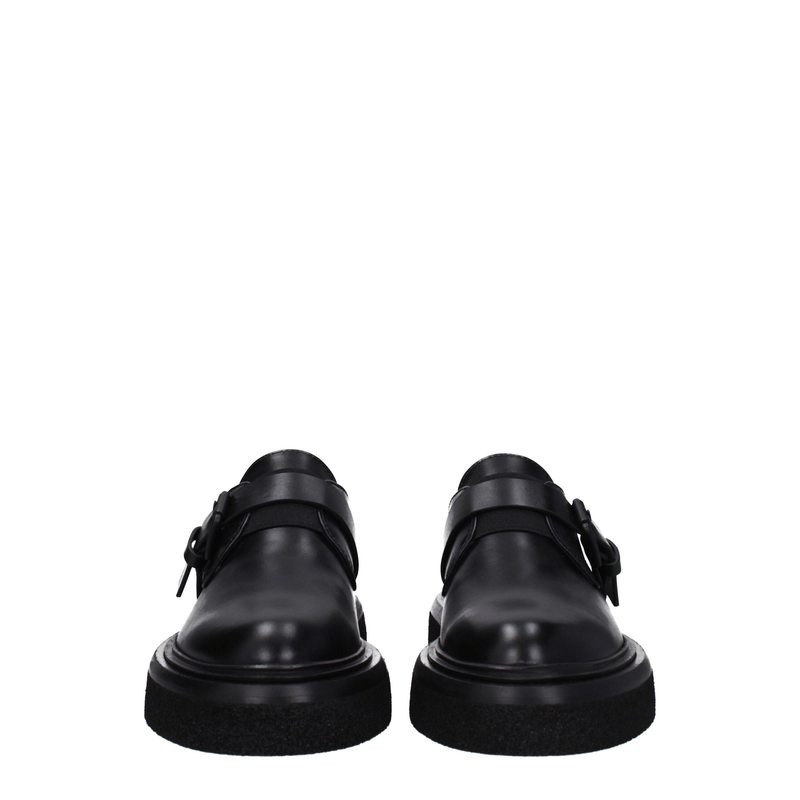 Black leather oxfords and derbies-null