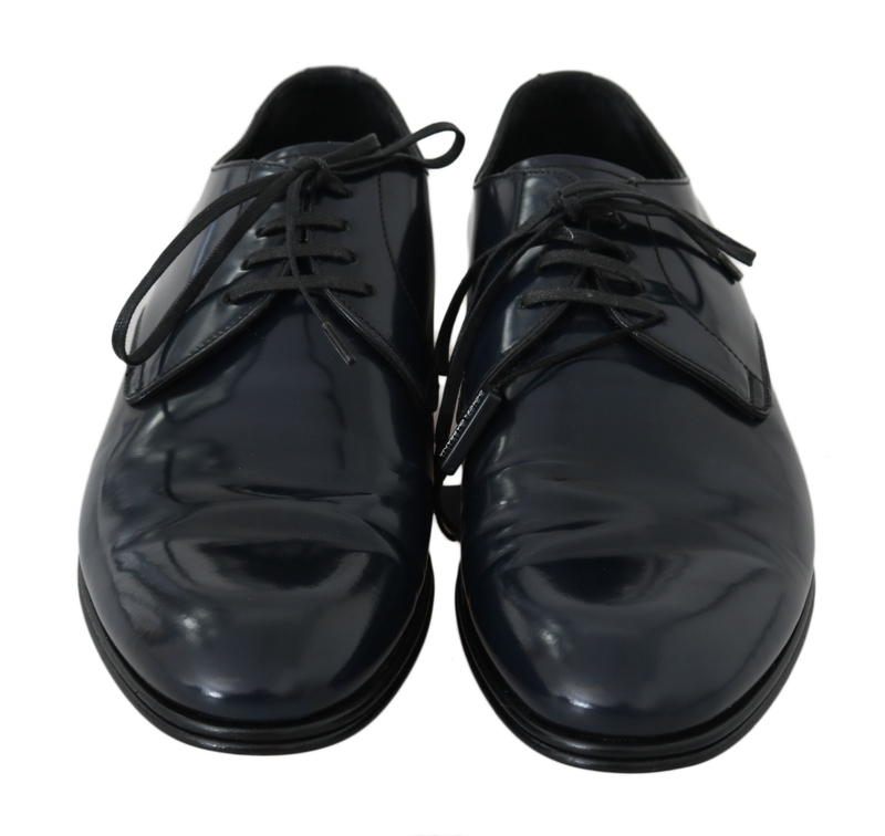 Blue leather dress derby formal mens shoes-null