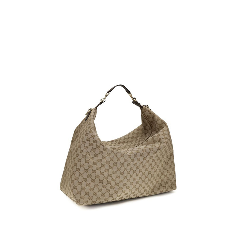 Beige fabric shoulder bag-null