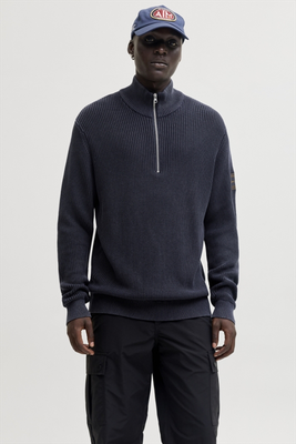 Jackjones jjedetroit knit half zip styd aw25, Navy Blazer, medium