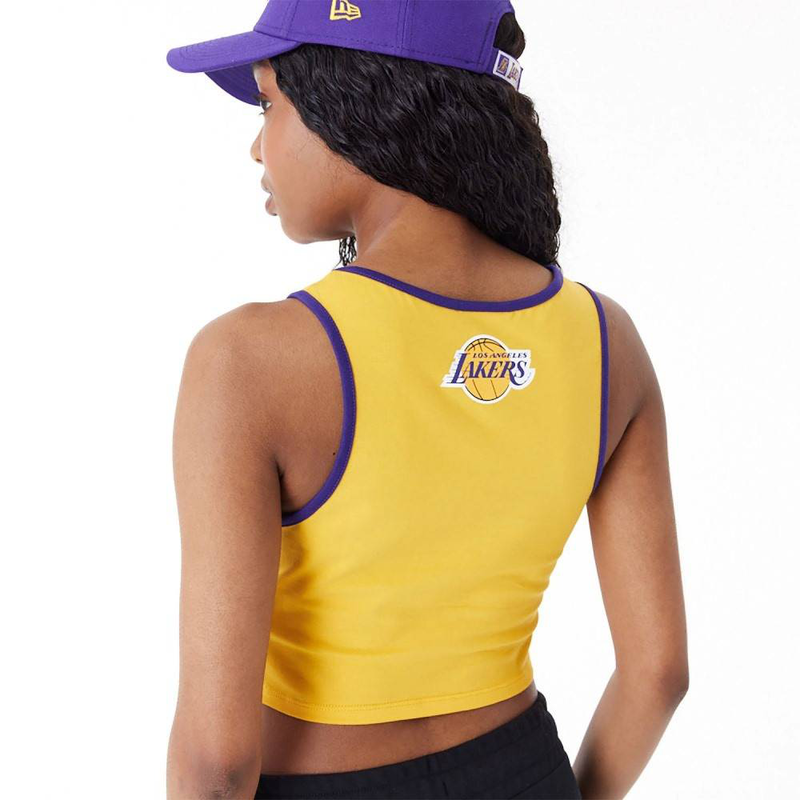 New era la lakers womens womens nba team wordmark crop tank top-null