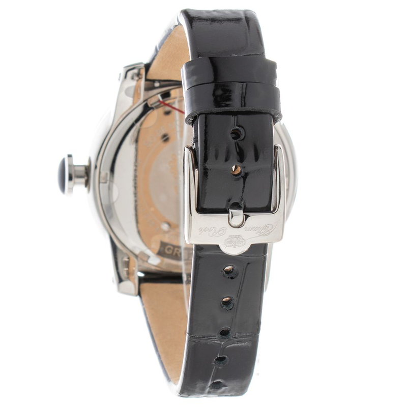 Black leather dress watch-null