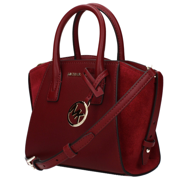 Red leather handbag-null