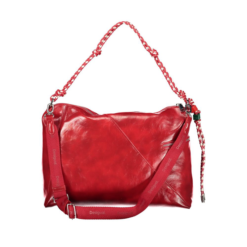 Red polyurethane women handbag-null