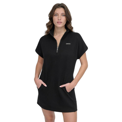 Mini stud logo half zip sneaker dress