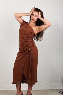 Skirt linen with tie, Tabac, medium