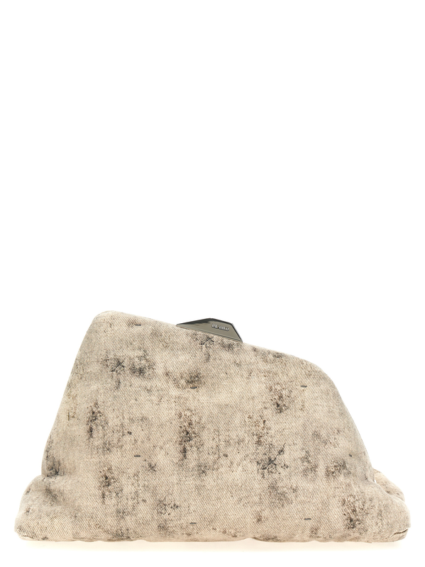 Gray leather clutch bag-null