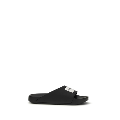 Black rubber sandals, Black, medium