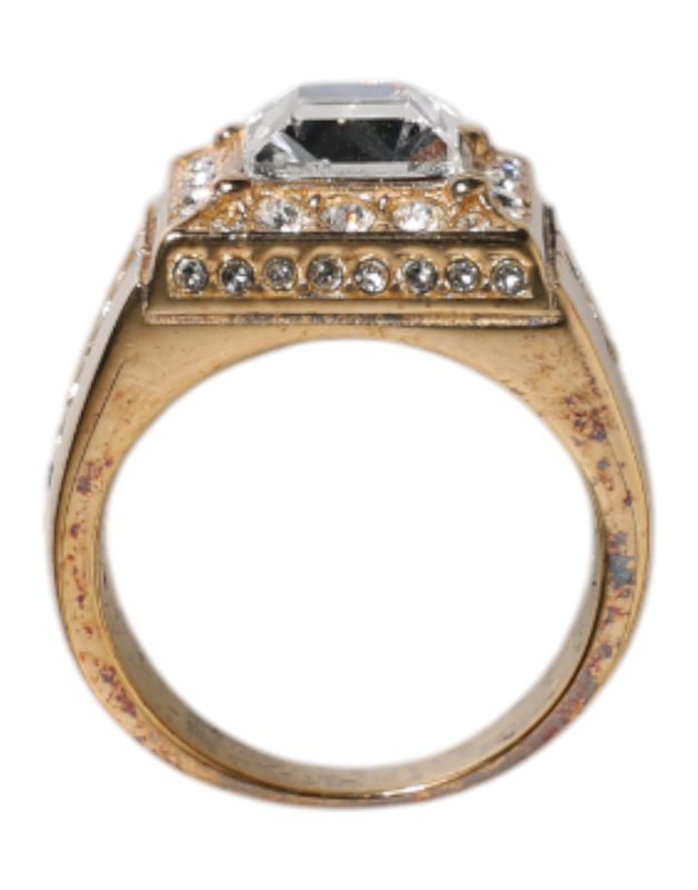 Gold tone sterling silver 925 crystals ring-null