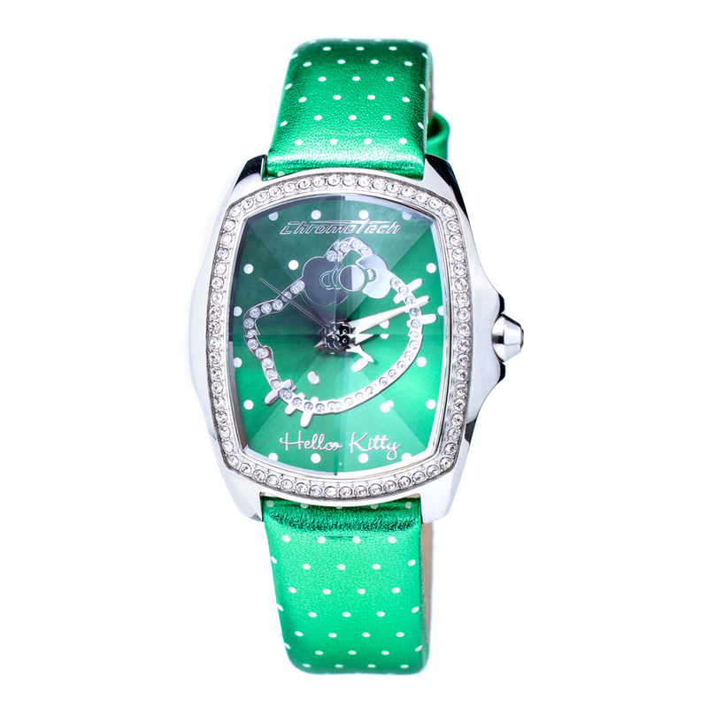 Bicolor leather dress watch-null