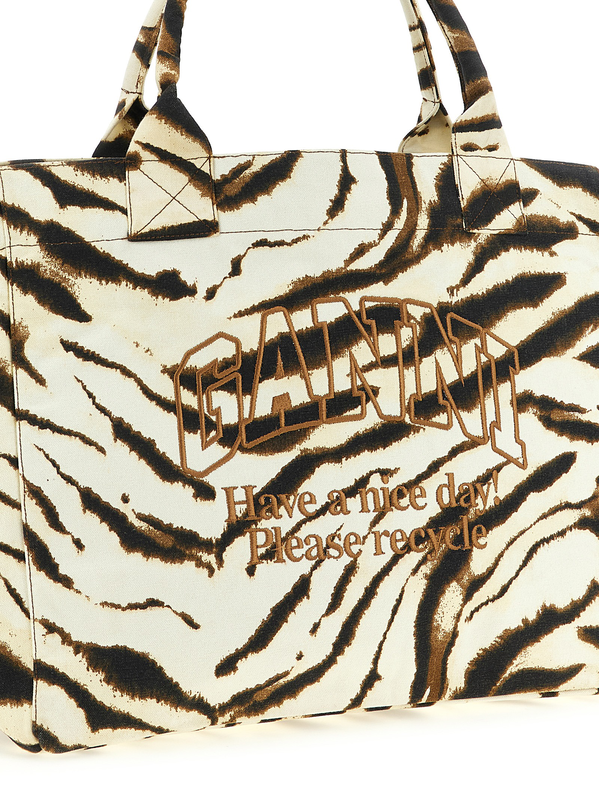 Beige recycled cotton tote bag-null