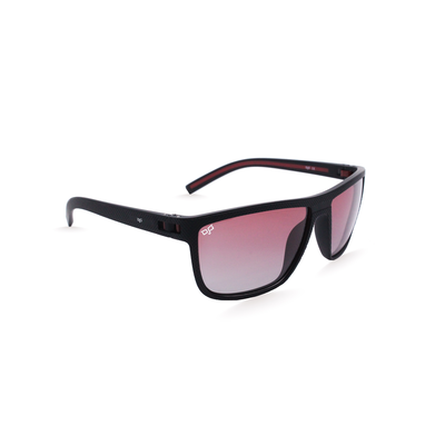 OJO sunglasses man square black frame and temple with polarised gradient red lenses