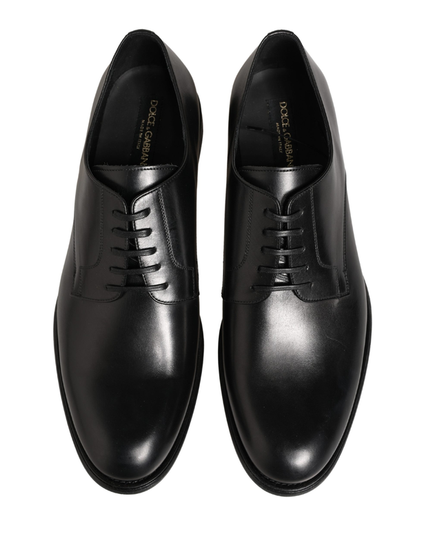 Black calfskin leather derby men dress shoes-null
