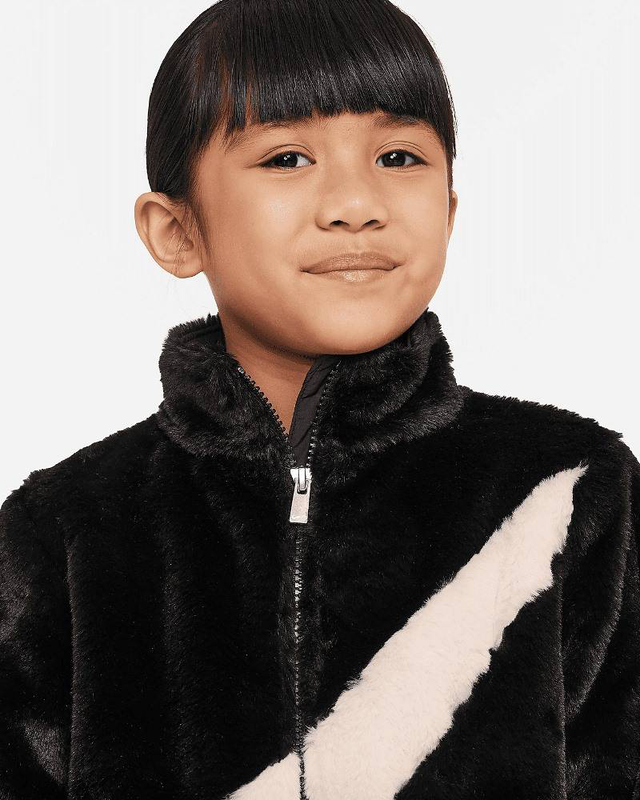 Nike big swoosh faux fur girls jacket-null