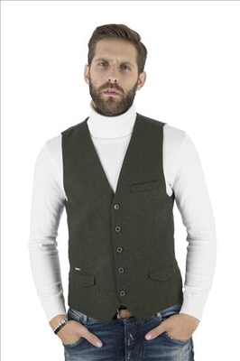 Wool textured vest, Khaki, medium