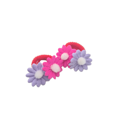 Migant children bebe flower hair elastics, Pink/lilac, medium