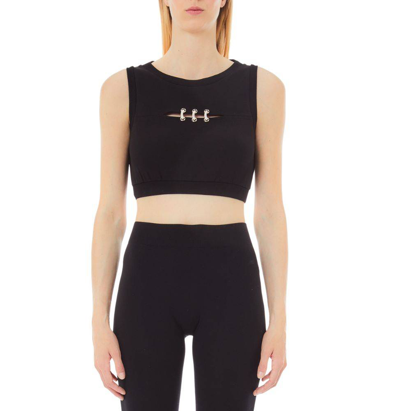 Cropped tank top with bejewelled details-null