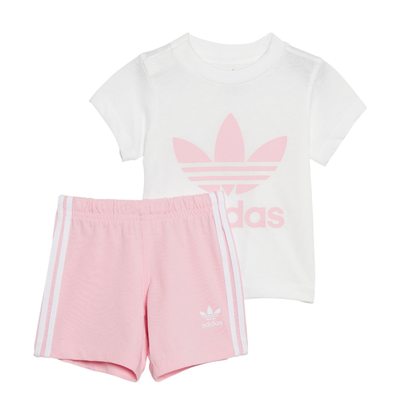 Adidas short tee set       white/trupnk