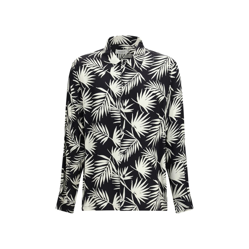 Black viscose pattern shirt-null