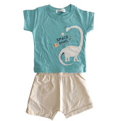 Nek kids wear infant boys short set blue/beige 51025-29