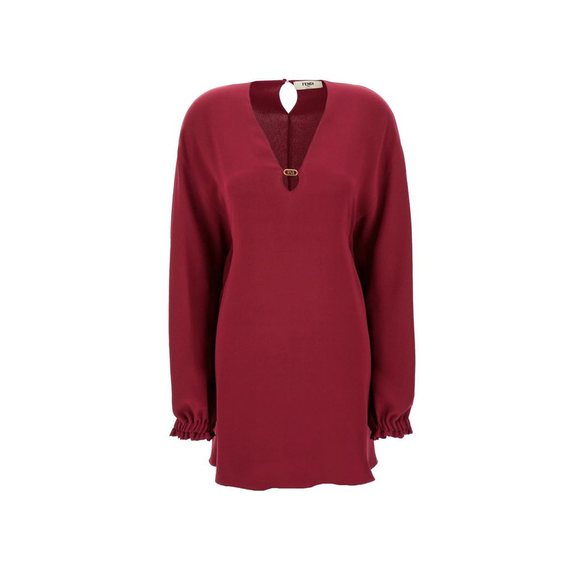 Purple silk casual dress-null