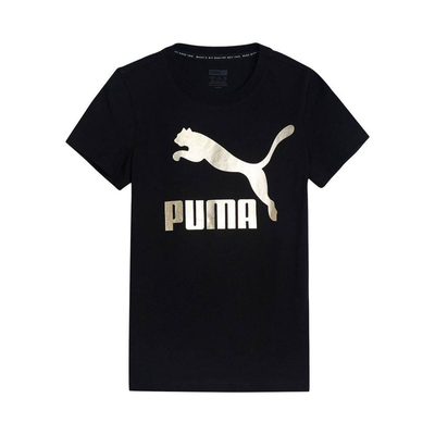 Classic logo girls t-shirt, Black / Gold, medium
