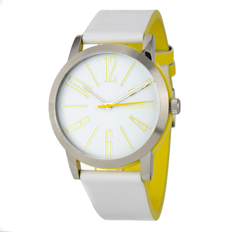 White leather dress watch-null