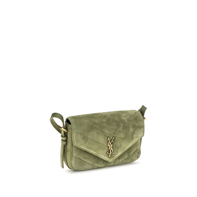 Bicolor suede leather shoulder bag-null