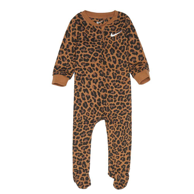 Nike newborn leopard footed coverall, Archaeo Brown, medium
