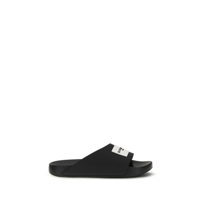Black rubber slippers, Black, medium