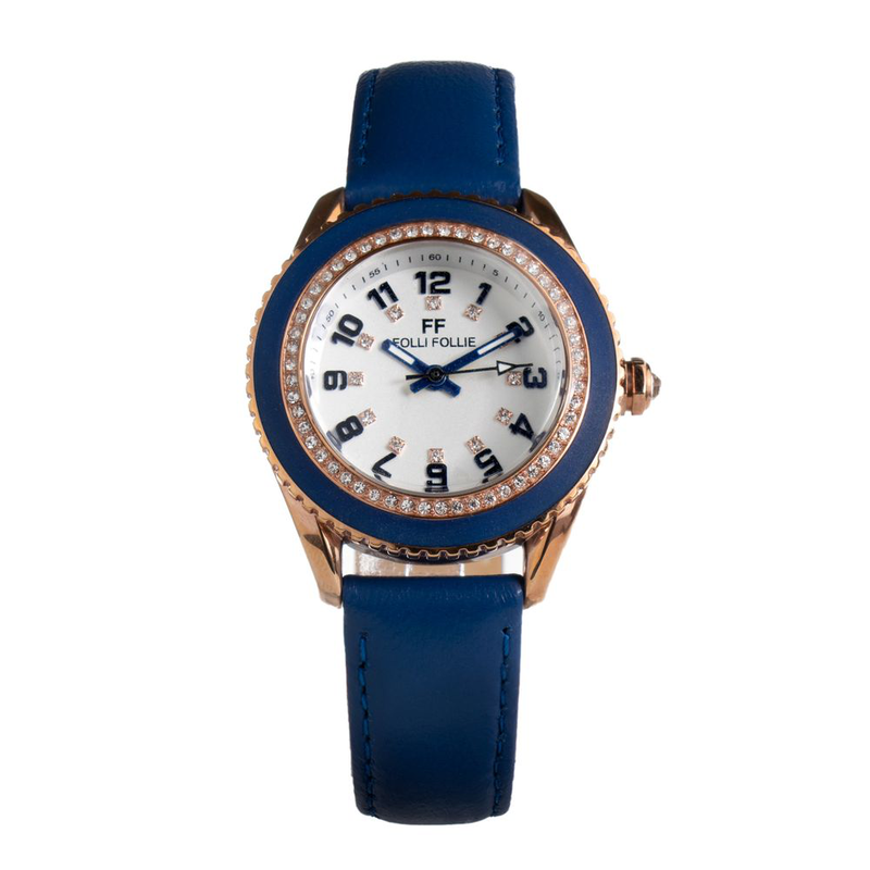 Blue leather dress watch-null