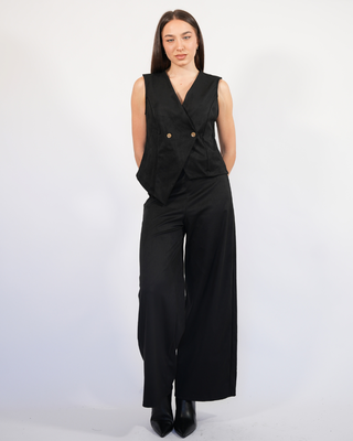 Suede set flare pants gilette 5161, Black, medium