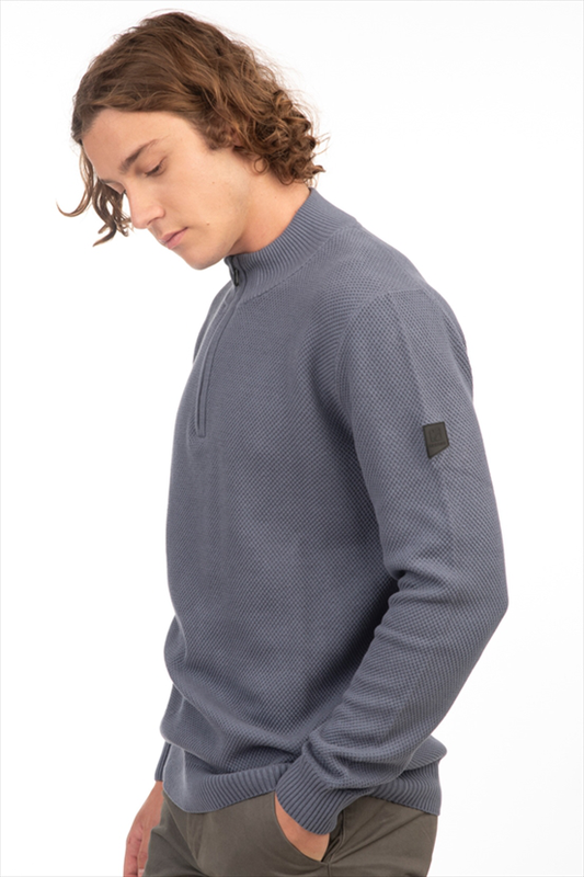 High neck knitwear with 1/4 zip image number null