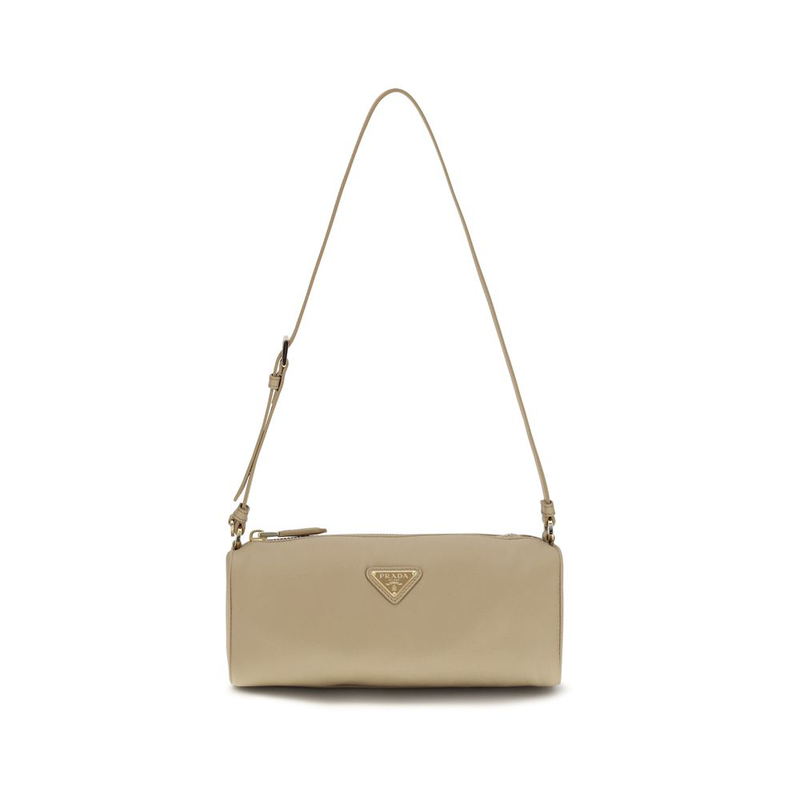 Beige nylon shoulder bag-null