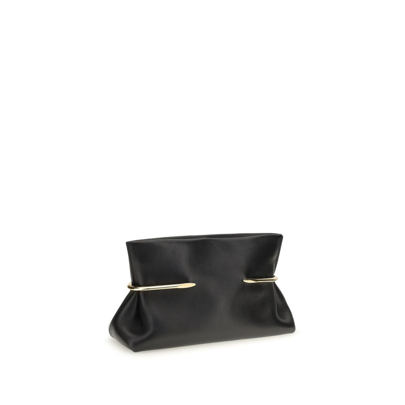 Black napa leather / calf bos taurus clutch bag-null