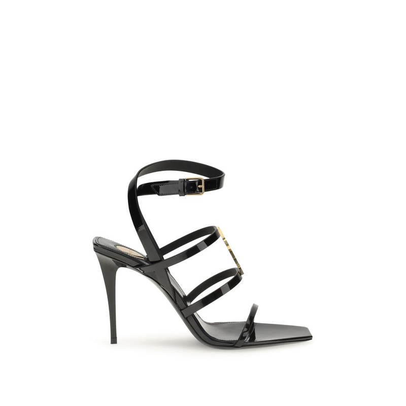 Black calf leather bos taurus stiletto heel sandals-null