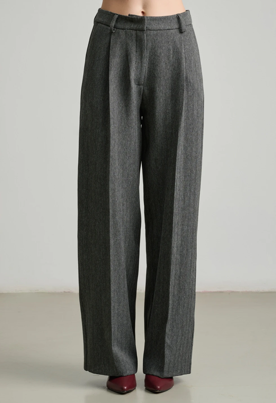 High-waisted staight-leg pants by desiree - grey-null