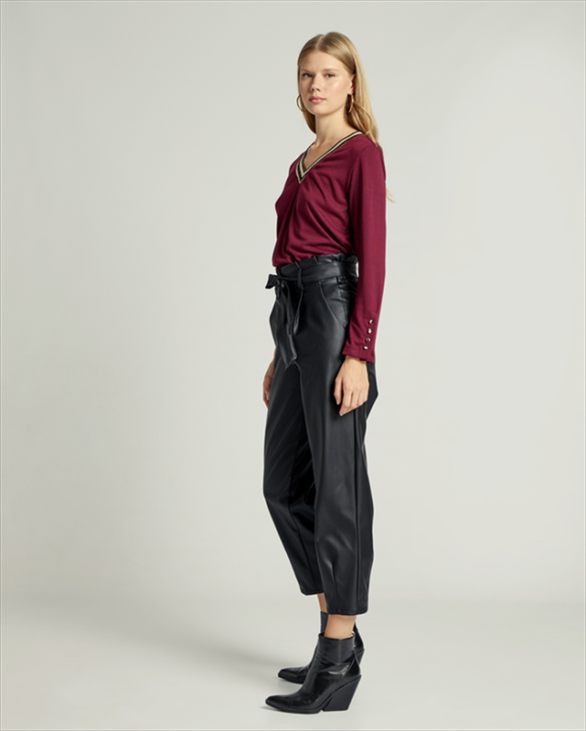 Trouser belted eco leather-null