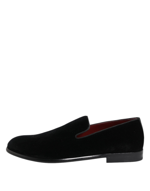 Black velvet loafers formal men dress shoes-null