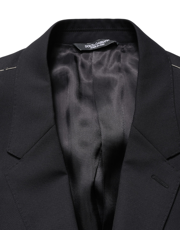 Blue single breasted 2 button suit jacket-null