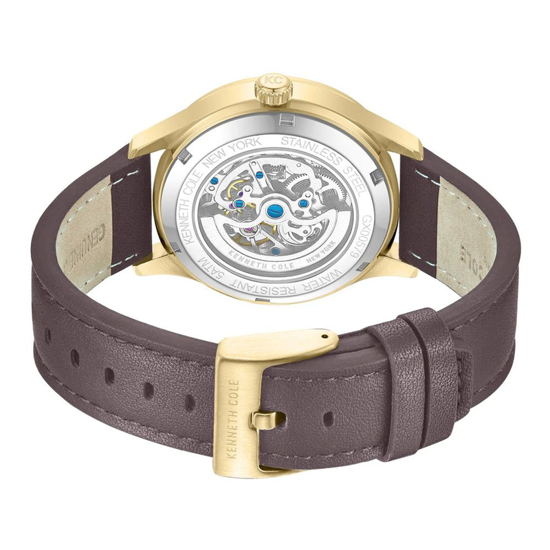 Brown leather dress watch-null