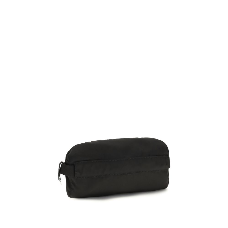 Black recycled polyamide clutch bag-null