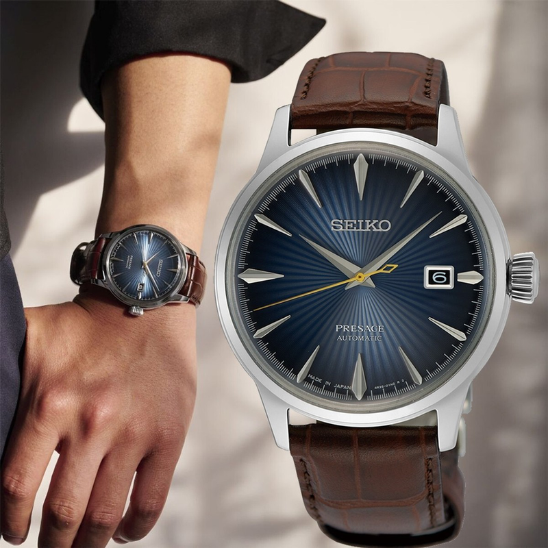 Seiko presage cocktail time 'midnight blue moon' 40.5mm mens watch srpk15j1-null